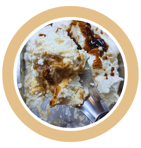 helado casero de ricotta con higo caramelizado